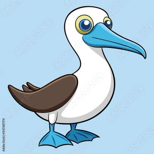Cartoon blue footed booby illustration cheerful design