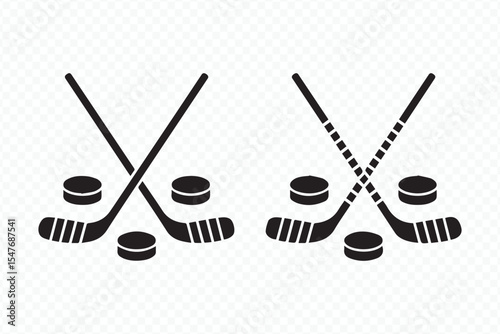 crossed hockey sticks and puck vector icon for ice hockey logos, sports graphics, and athletic branding designs