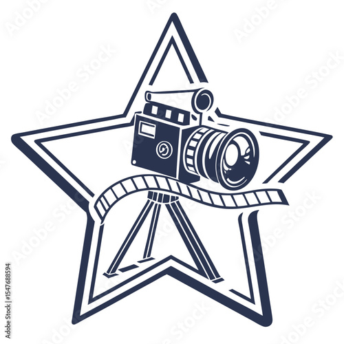 Filmmaking star award logo design vintage movie camera