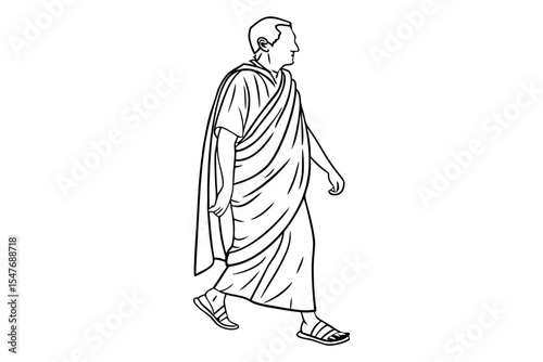 Classic Roman Toga Man Vector Art