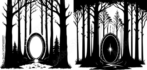 Fantasy Forest Portal - Mysterious Gateway Silhouette