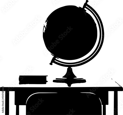 Desk with Globe and Books - Education and Geography Study