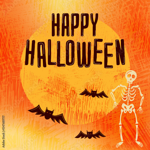 Grunge Halloween Fool Moon Square Banner