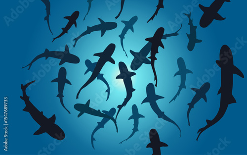tiburones nadando en el mar