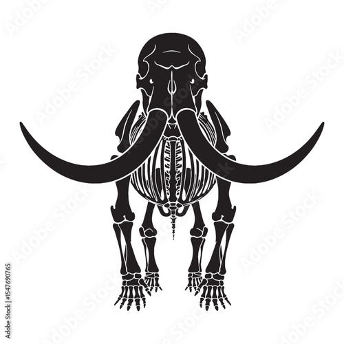 Preserved strength from prehistory – Mastodon skeleton silhouette shaped through Mastodon skeleton vector – Mastodon skeleton illustration

