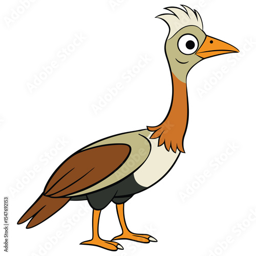 A cartoon drawing of a bird with a brown face and a white