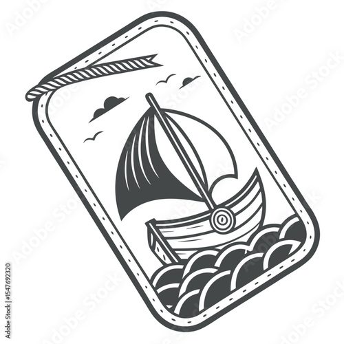 Vintage sailboat on a tag nautical illustration design