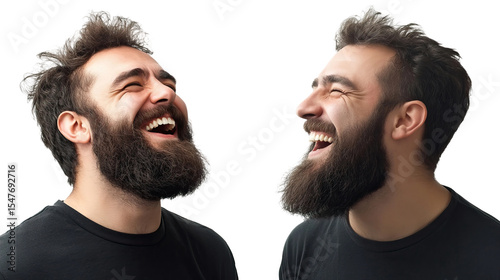 Joyful and Infectious Laughter A CloseUp Portrait of a Happy Man with a Full Beard