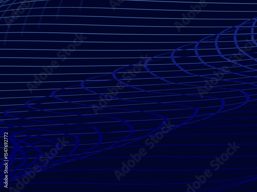Blue background with modern abstract wave lines. Wave pattern of dark blue thin lines overlapping each other, creating a dynamic and technological abstract background.