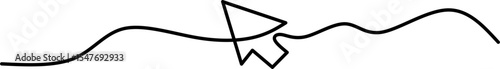 Creative one-line drawing of a computer cursor arrow with a wave-like line. Ideal for digital marketing, web design, tech branding, or user interface themes.