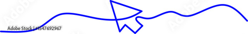 Creative one-line drawing of a computer cursor arrow with a wave-like line. Ideal for digital marketing, web design, tech branding, or user interface themes.