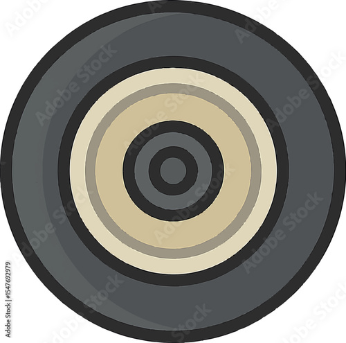 Flat-style illustration of a single pallet jack wheel in grayscale  