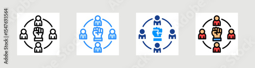 Group Strength Icon Collection Set Multiple Style
