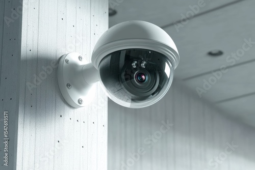 Security camera monitoring detected intrusion in modern indoor environment with clear visibility