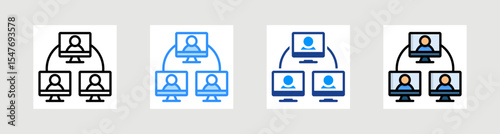 Virtual Team Icon Collection Set Multiple Style