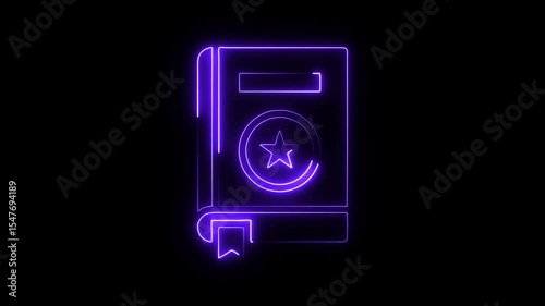 Glowing neon learn icon isolated on black background. HD Video motion graphic animation