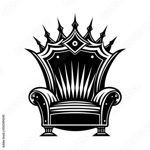 Elaborate royal throne chair isolated on white background