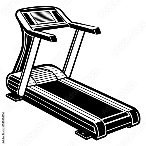 Modern treadmill exercise machine isolated on white background