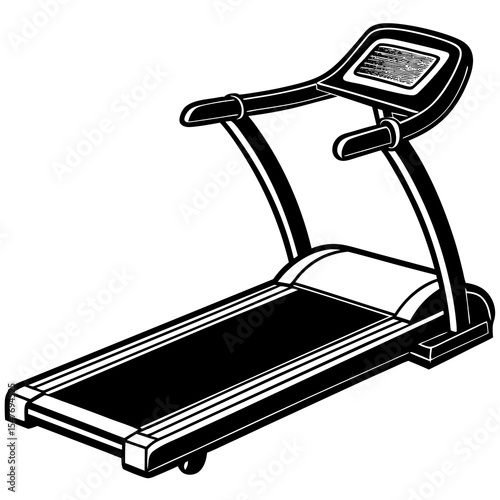 Modern treadmill exercise machine isolated on white background