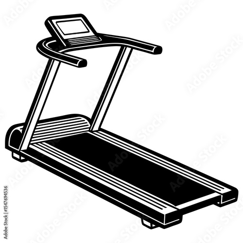 Treadmill exercise machine isolated on white background