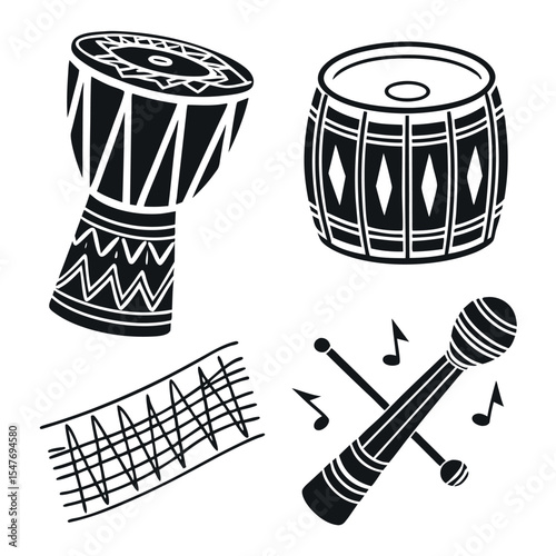 African percussion instruments design elements set