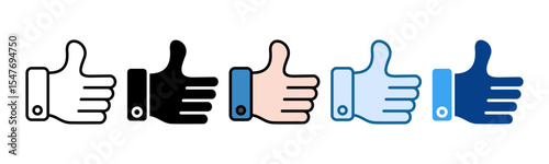 Hand Thumbs Up Icon Set Multiple Style Collection
