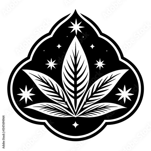 Cannabis leaf with stars isolated on white background