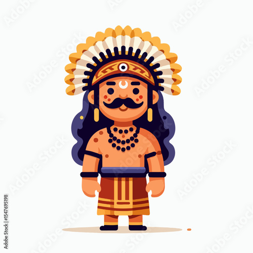Stylized cartoon representation of a person in traditional Indian clothing and headwear,  presented in a vibrant color palette.
