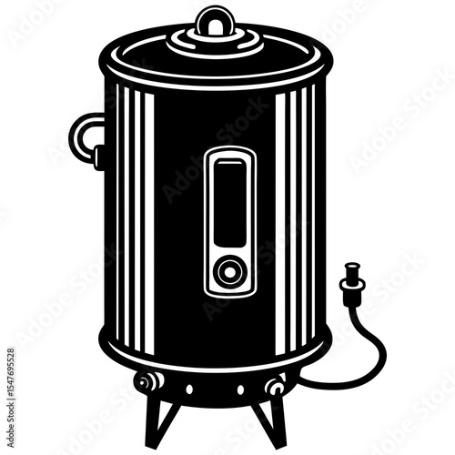 Black and white illustration of a modern water boiler