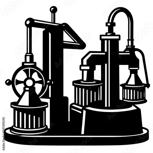 Vintage steam engine machine isolated on white background