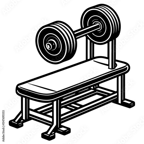 Weight bench press equipment isolated on white background