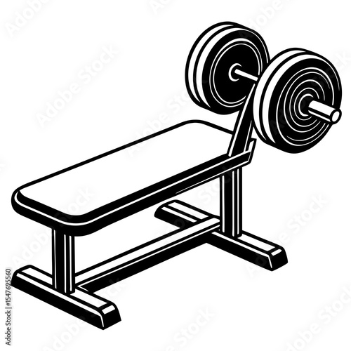 Weight bench press isolated on white background