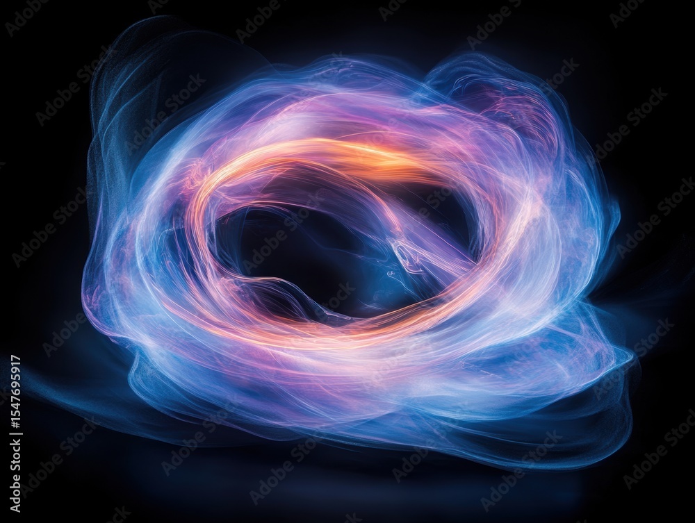Fototapeta premium Colorful swirling pattern created by light in an artistic display during nighttime