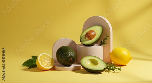 Vibrant Avocados and Lemons A Fresh and Zesty Still Life