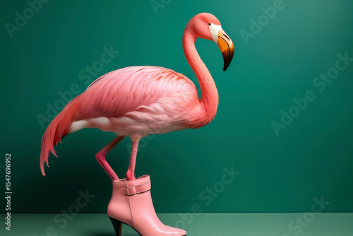 Generated image, Flamingo mit SChuhen