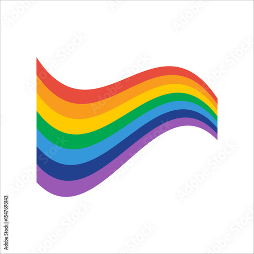 Rainbow and pride flag symbols in various wave and arch shapes. Colorful vector elements for design, identity, celebration, diversity, equality, and graphic decoration.