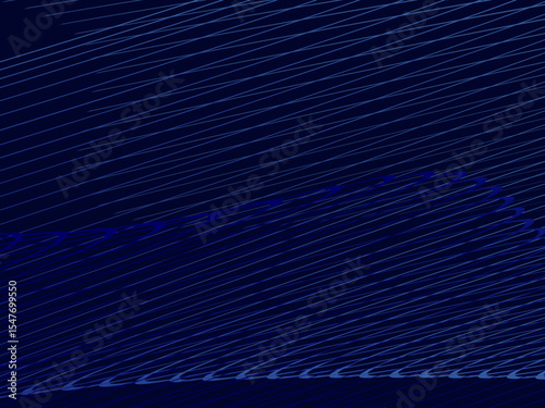 Blue background with modern abstract wave lines. Wave pattern of dark blue thin lines overlapping each other, creating a dynamic and technological abstract background.