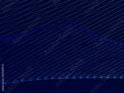 Blue background with modern abstract wave lines. Wave pattern of dark blue thin lines overlapping each other, creating a dynamic and technological abstract background.