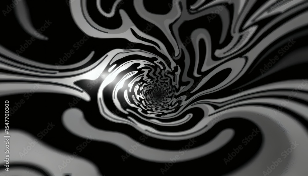 Fototapeta premium Abstract Black and White Swirling Tunnel Effect with Optical Illusion Design
