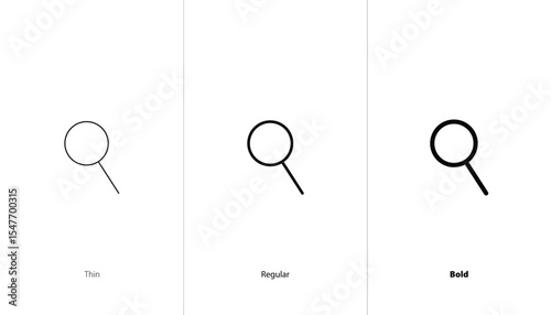 Set of search icon. thin, regular and bold line icons. search sign. zoom in and zoom out symbol. magnifying glass