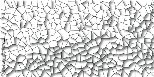 Abstract voronoi diagram pattern with black lines and light gradients creating a unique geometric design for backgrounds or graphic design elements.