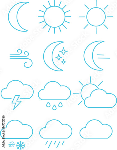 weather forecast blue vector design icons set