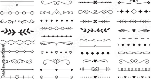 Ornamental Divider Collection Decorative Border Vector Illustration Elements