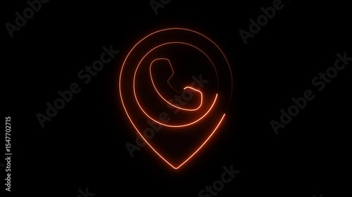 Glowing neon telephone icon isolated on black background. HD Video motion graphic animation