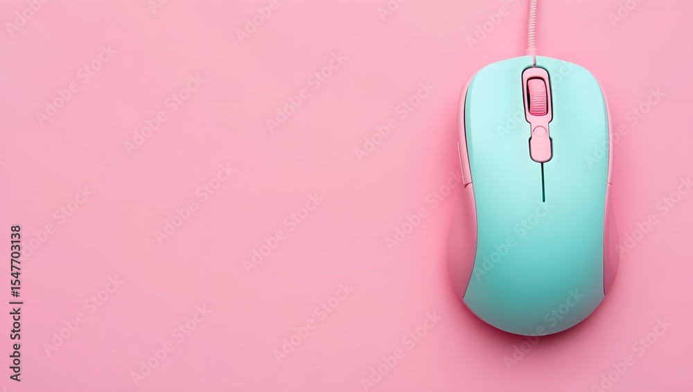 Wireless Mouse and Charger on Pastel Pink Background Wireless Mouse and Charger on Pastel Pink Background