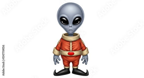 Canvastavla Isolated Cartoon Alien in Orange Suit