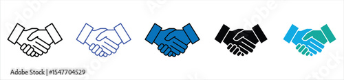 Handshake Icons – Business Agreement and Partnership Symbols Set