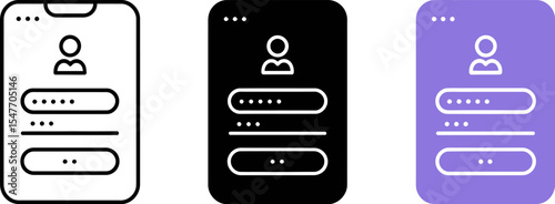 Login screen ui design for mobile app with password and username fields and submit button interface editable stock vector