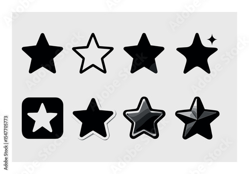 Star icon set: stylish solid icons for ratings, favorites, navigation, and more