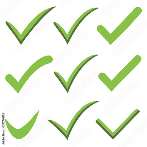 Green tick collection. Vector illustration